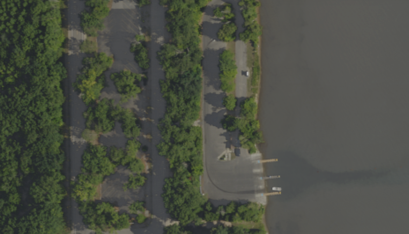 Annotated aerial diagram of Higgins Lake West Boat Launch