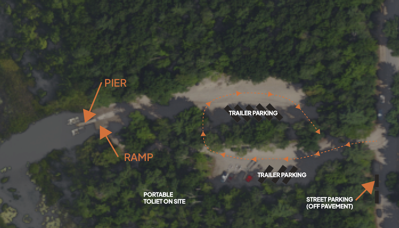 Annotated aerial diagram of Torch River DNR Access